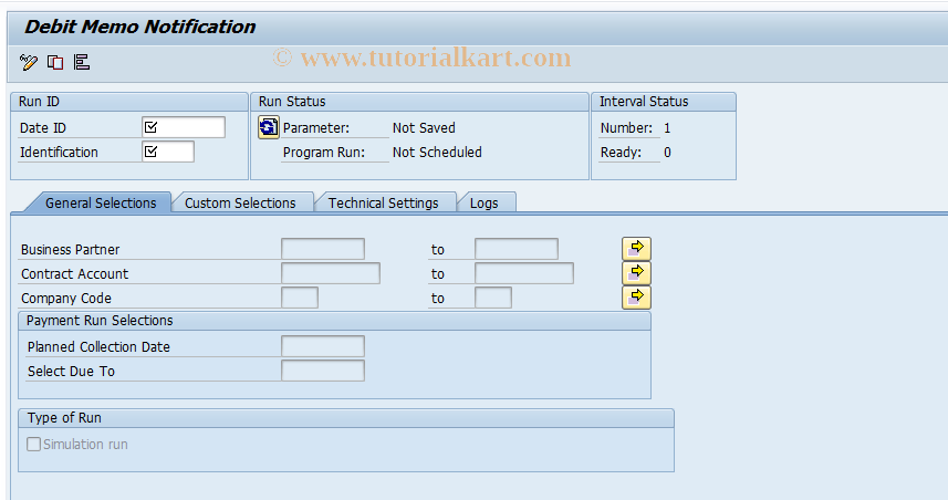 SAP TCode FPDDAX - Debit Memo Notification (GB)