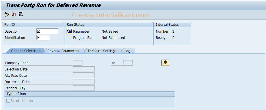 SAP TCode FPDR -  Transaction Postg Run for Deferred Revenue