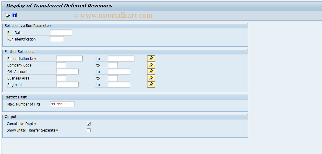 SAP TCode FPDR_DISPLAY_TIME - Display of Time-Based Definition Revenues