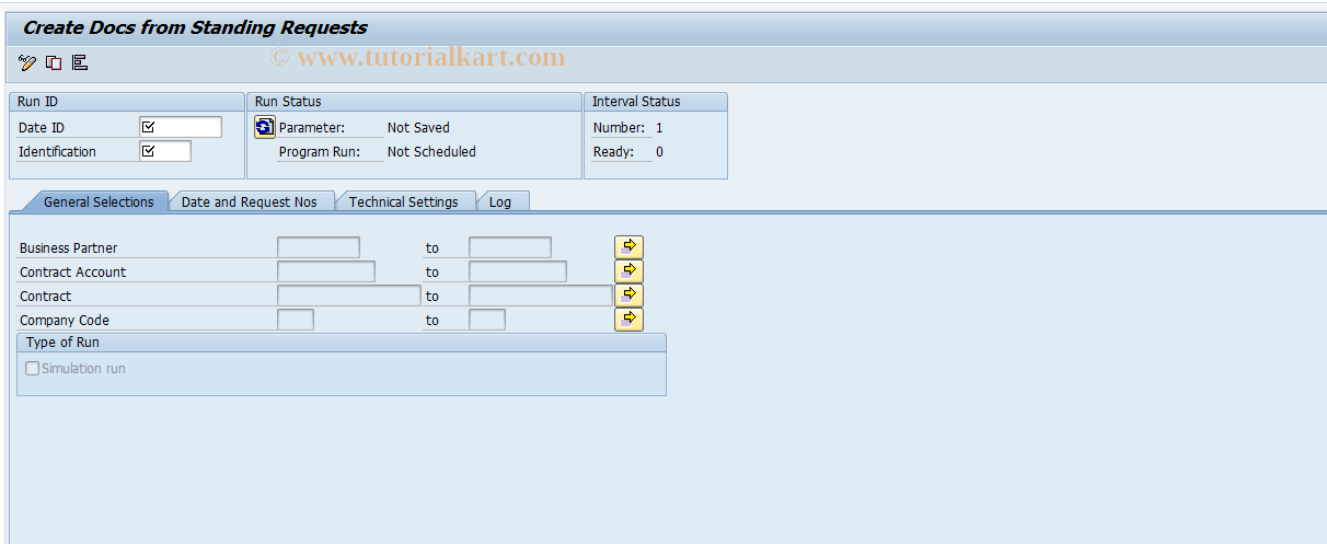 SAP TCode FPDUDC - Create Documents from Standing Requests