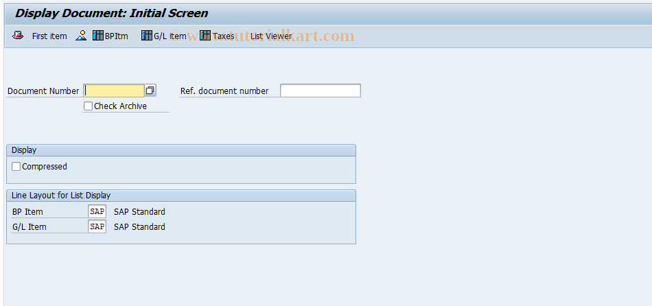 SAP TCode FPE3 - Display Document