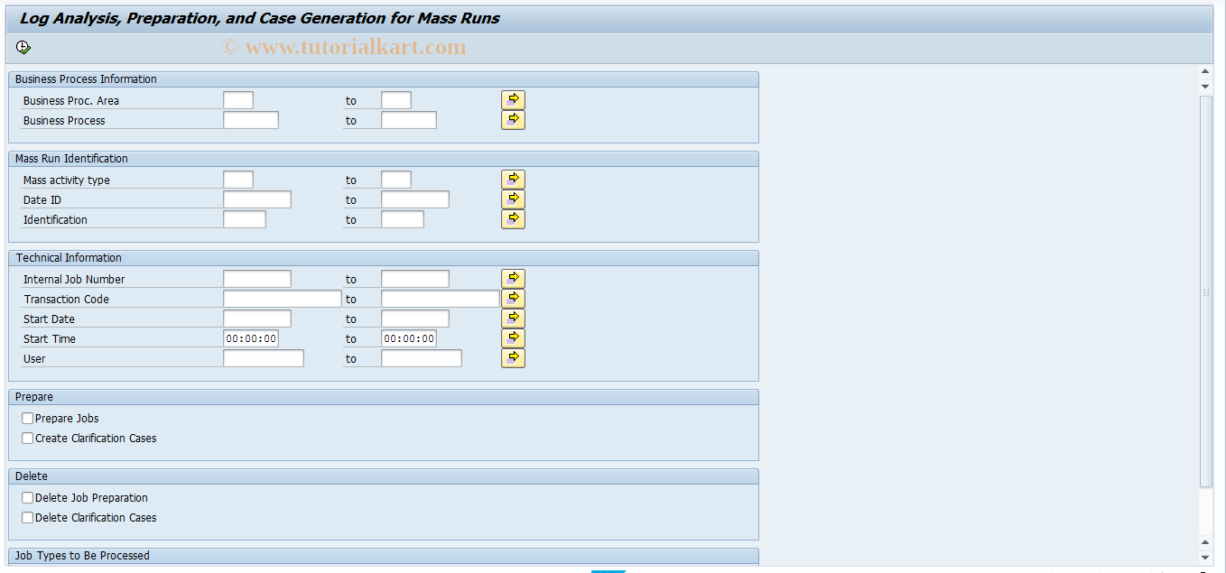 SAP TCode FPEMMA - Log Analysis for Mass Runs