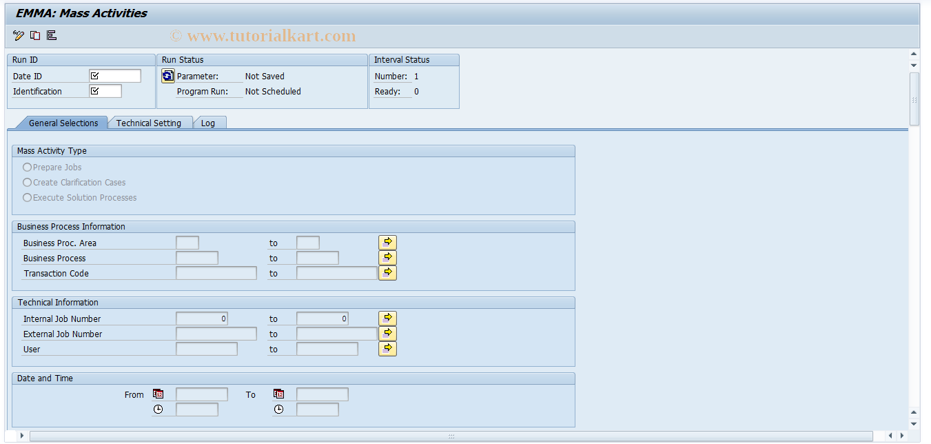 SAP TCode FPEMMAMA - EMMA: Mass Activities