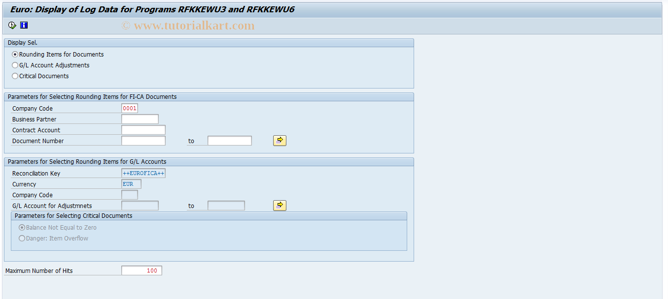 SAP TCode FPEW8 - Log Data on Euro Differences