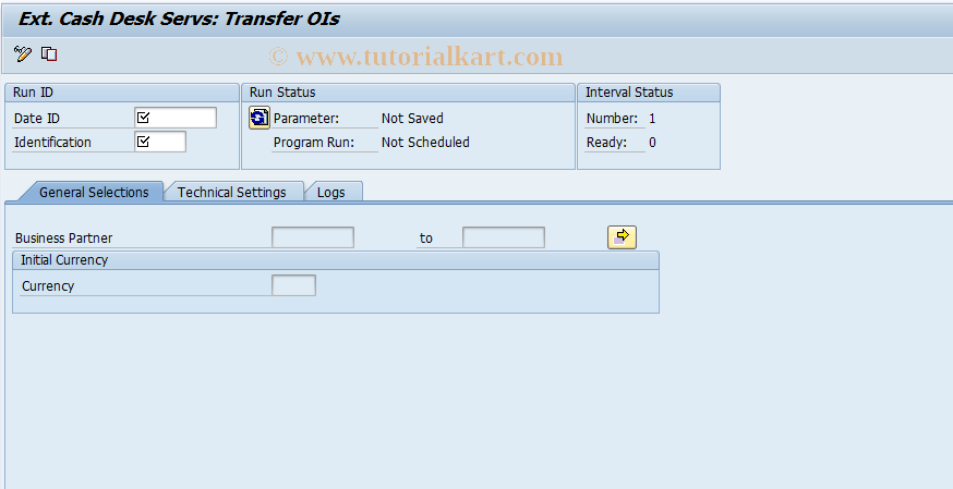 SAP TCode FPEXC - External Cash Desk Servs: Transfer OIs