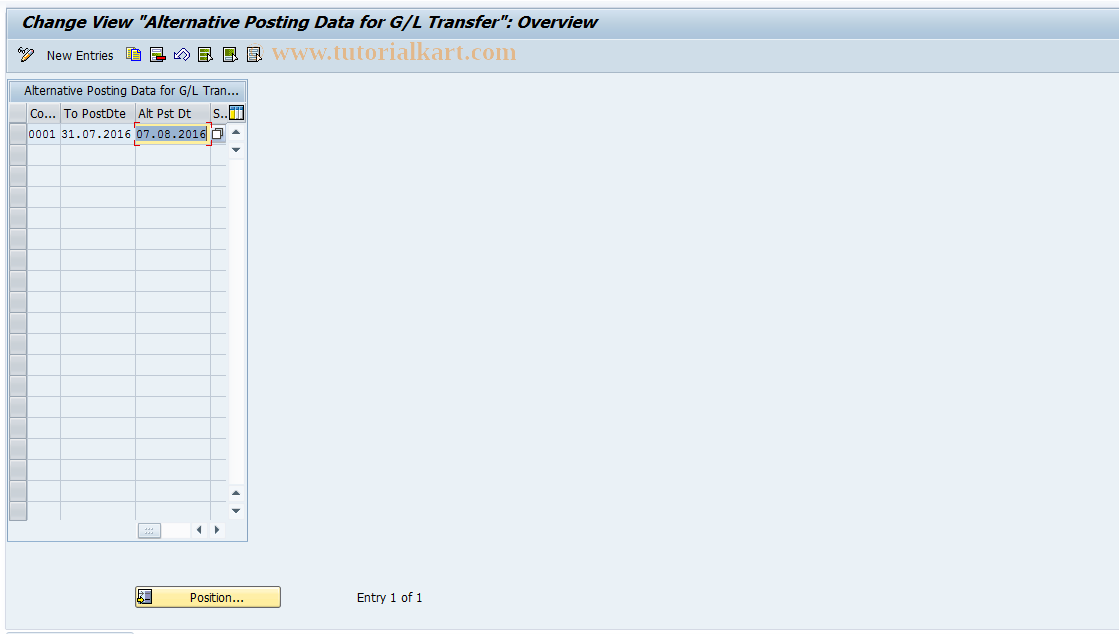 SAP TCode FPG0 - Maintain Alternative Posting Data