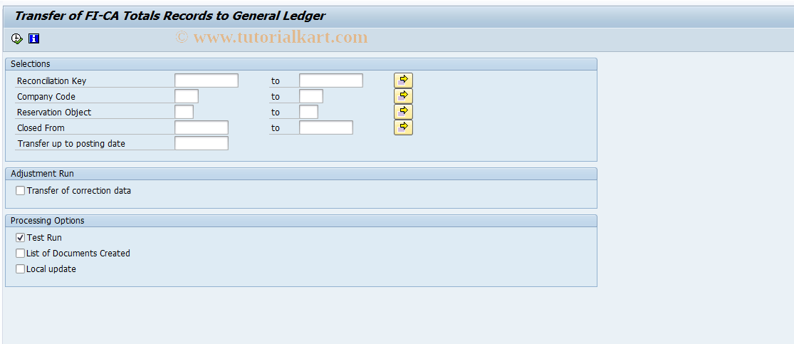 SAP TCode FPG1 - Transfer Posting Totals to G/L