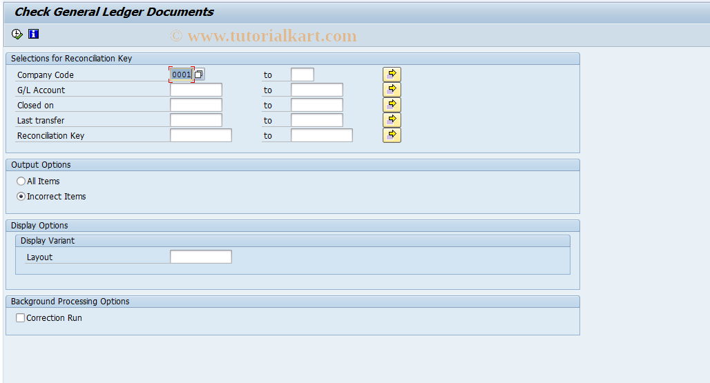 SAP TCode FPG2 - Reconcile with General Ledger