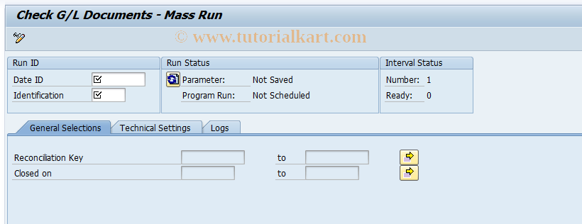 SAP TCode FPG2M - Check G/L Documents - Mass Run