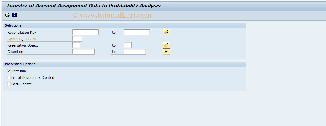 SAP TCode FPG3 - Transfer to CO-PA