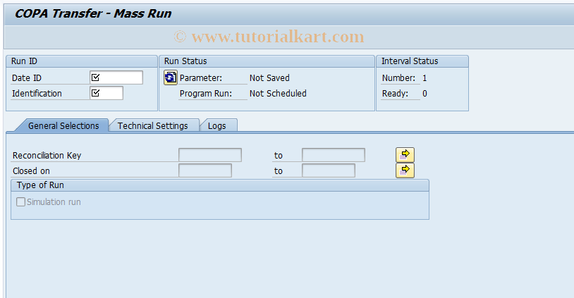 SAP TCode FPG3M - COPA Transfer - Mass Run