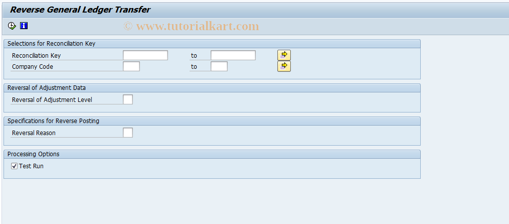 SAP TCode FPG8 - Reverse General Ledger Transfer