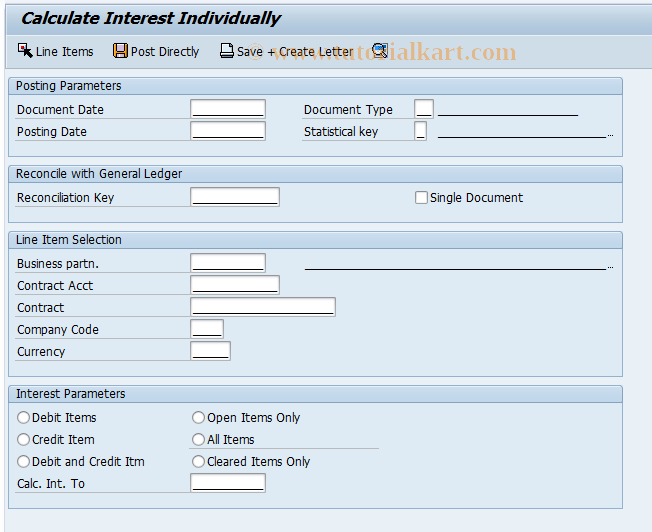 SAP TCode FPI1 - FI-CA: Calc. Interest Individually