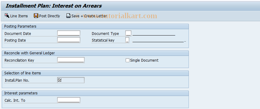 SAP TCode FPI3 - FI-CA: Overdue Interest Inst.Plan