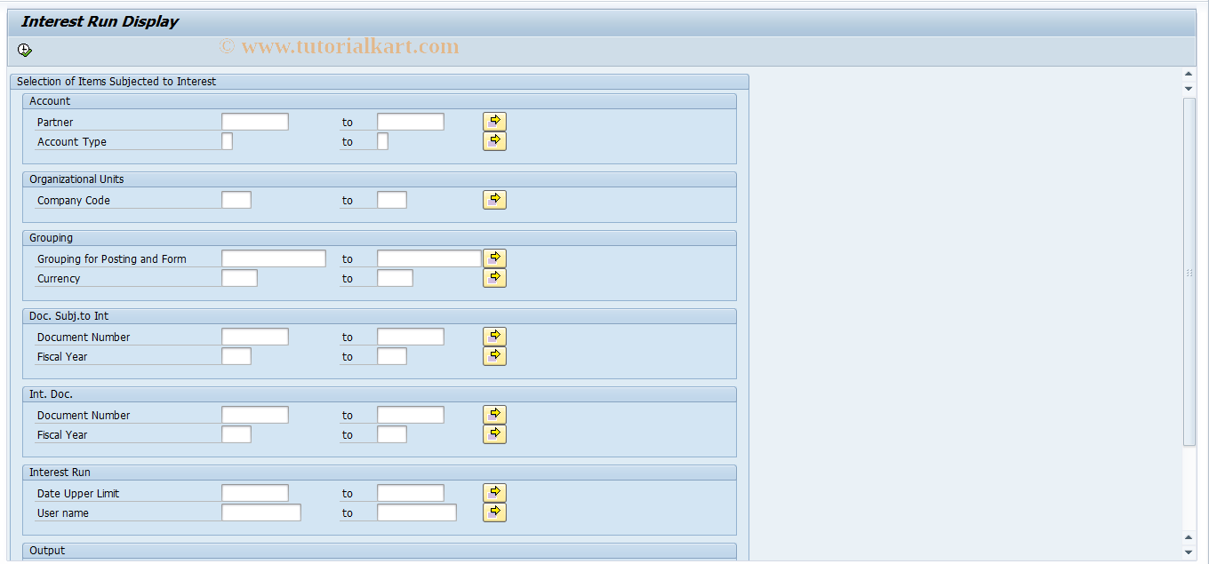 SAP TCode FPIA_INTSHOW - Overview of Int. Runs for Item. Int.