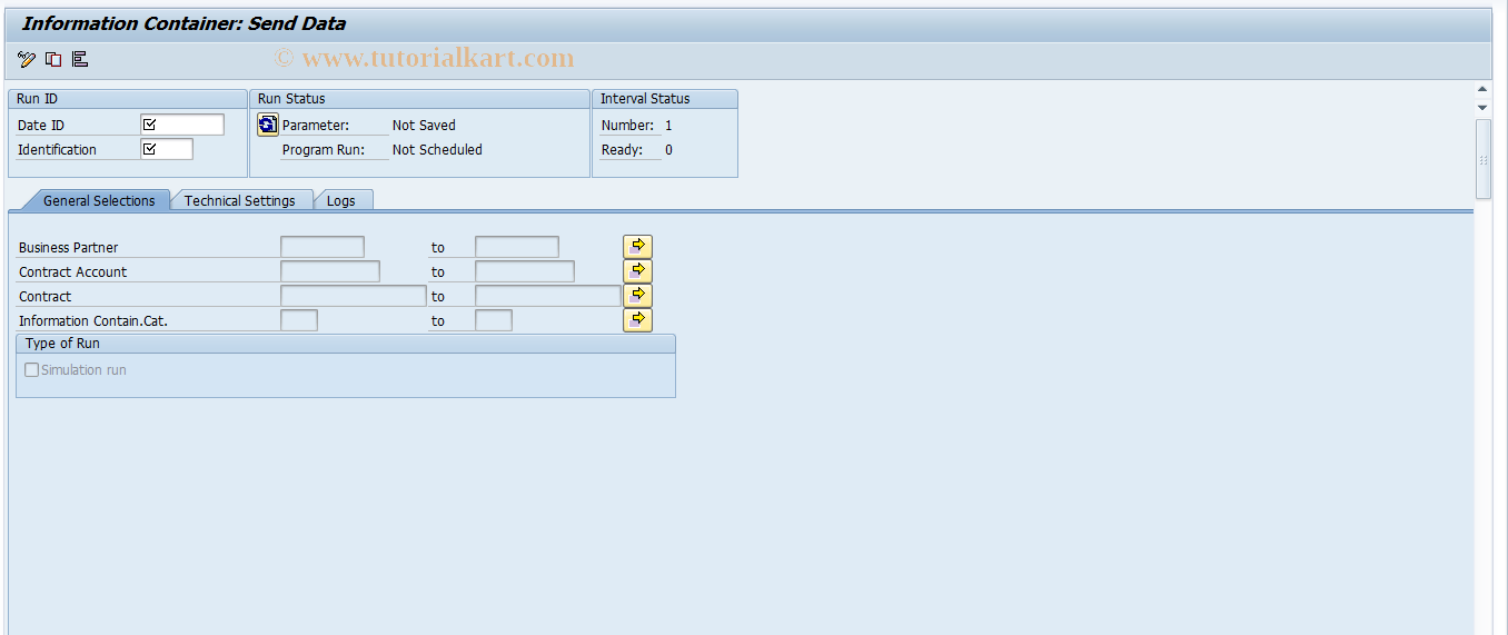 SAP TCode FPINFCO1 - Information Container: Send Data