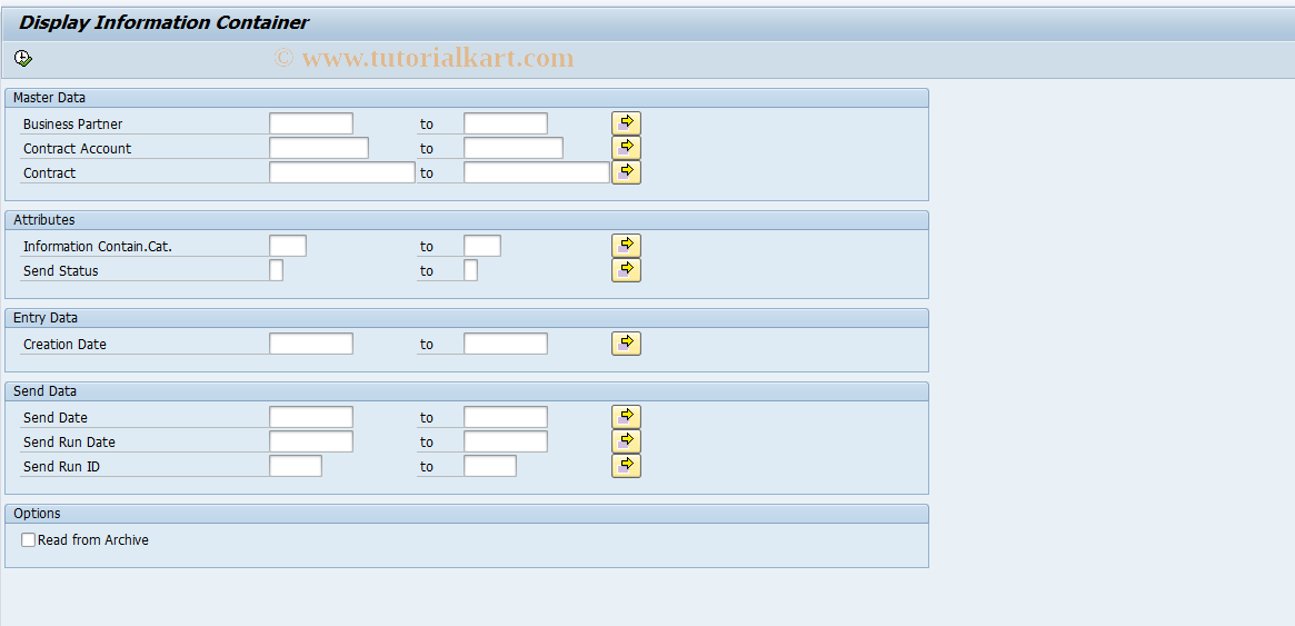 SAP TCode FPINFCO3 - Information Container: Reset Send