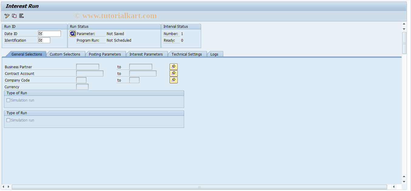 SAP TCode FPINTM1 - Interest Run