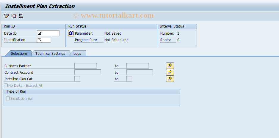 SAP TCode FPIPBW - Installment Plan Extraction