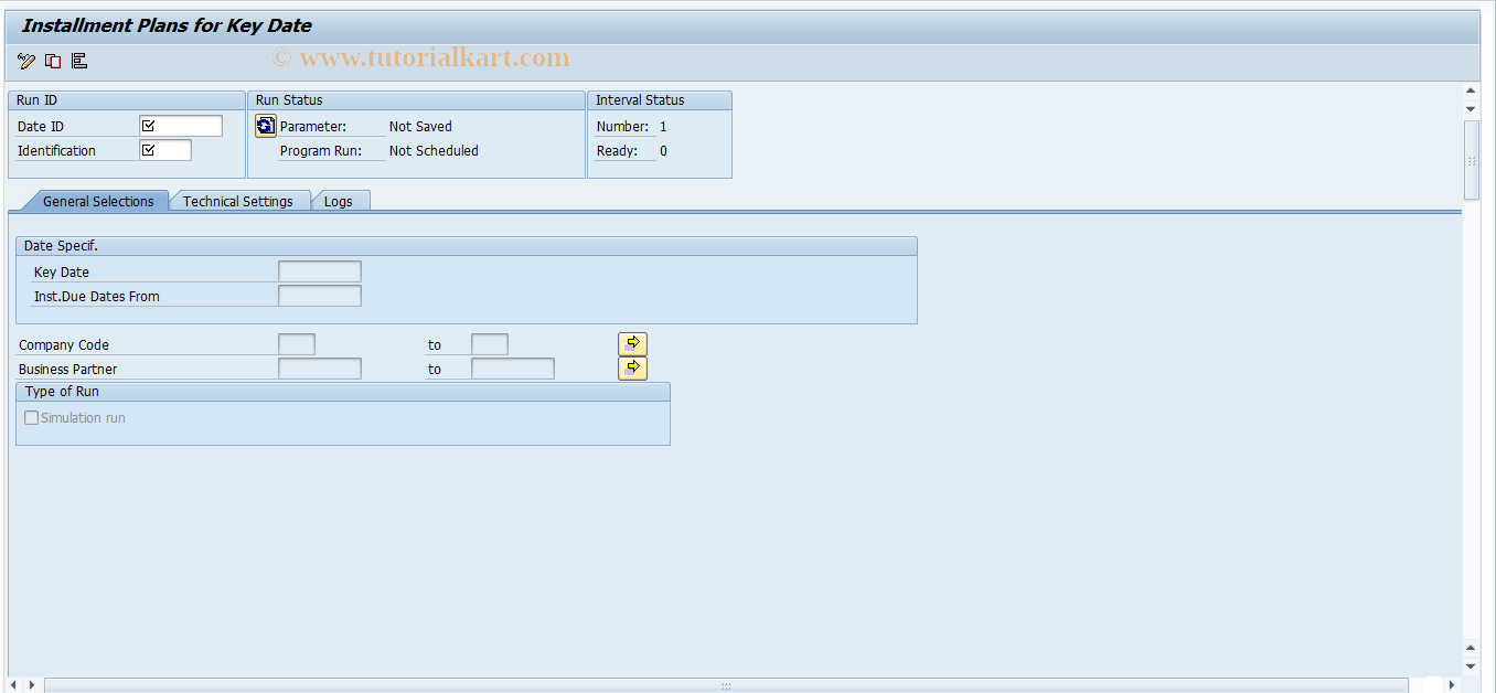 SAP TCode FPIPKEY - Installment Plans for Key Date