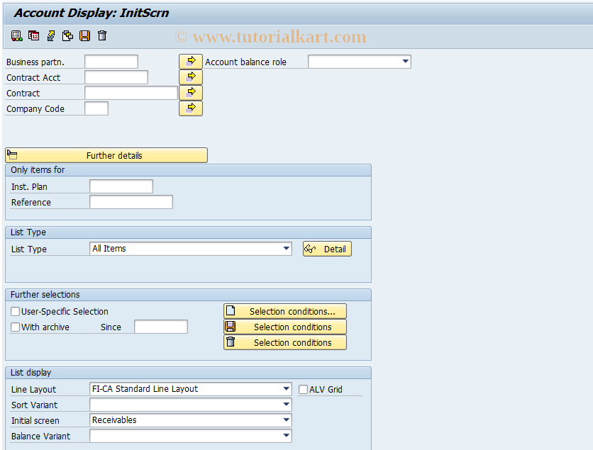 SAP TCode FPL9 - Display Account Balance