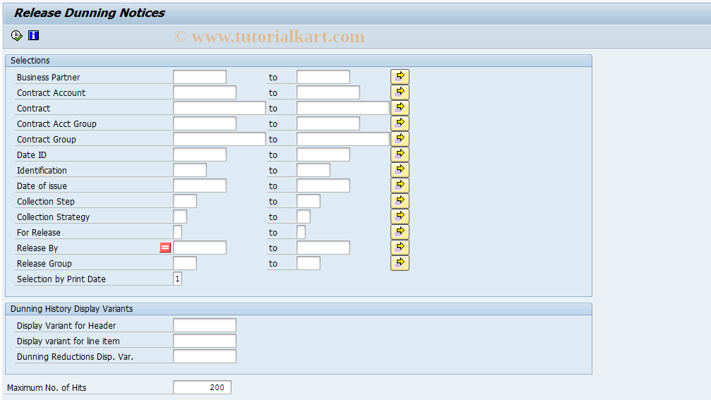 SAP TCode FPM3_RELEASE - Release Dunning Notices