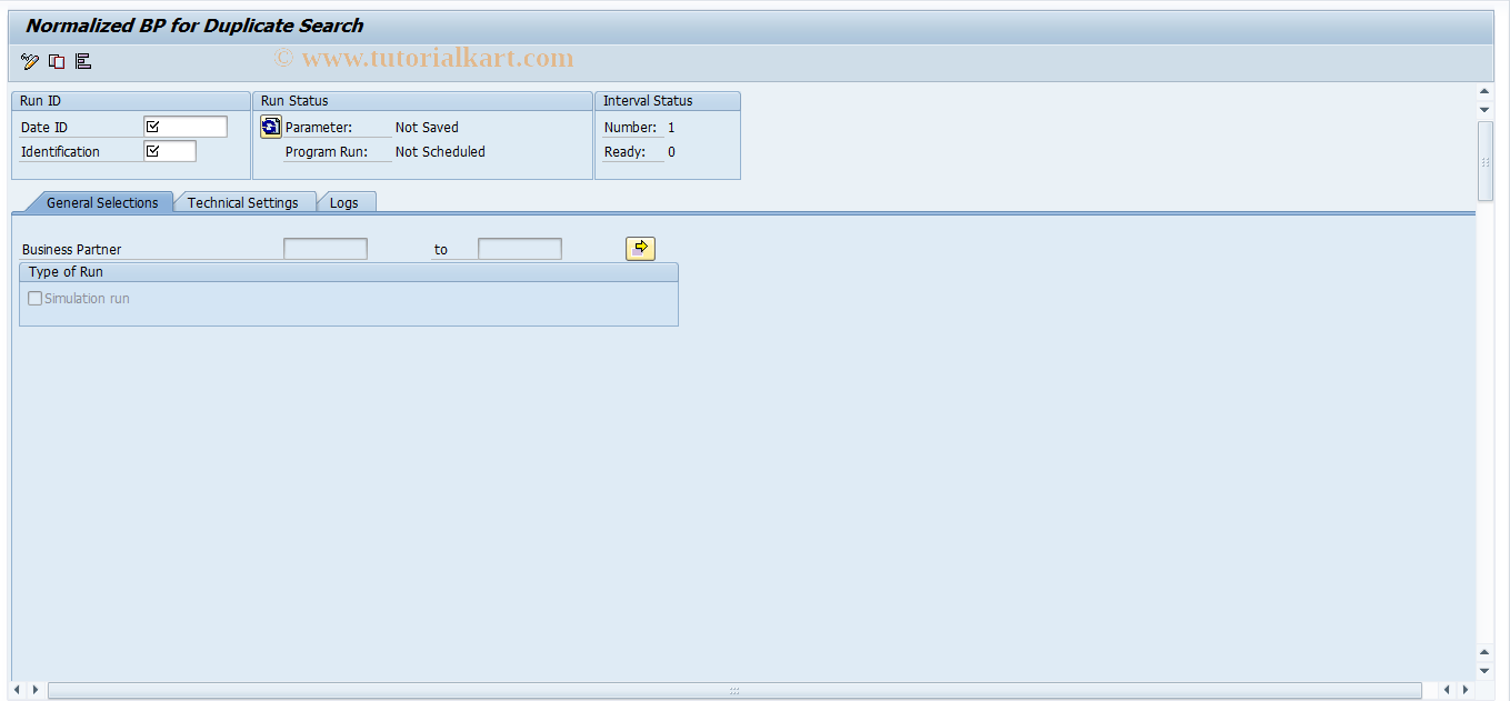 SAP TCode FPNORMBP - Normalized BP for Duplicate Search