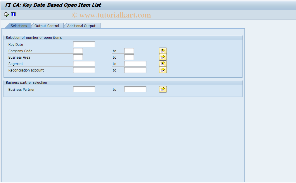 SAP TCode FPO1 - FI-CA: OI List per Key Date