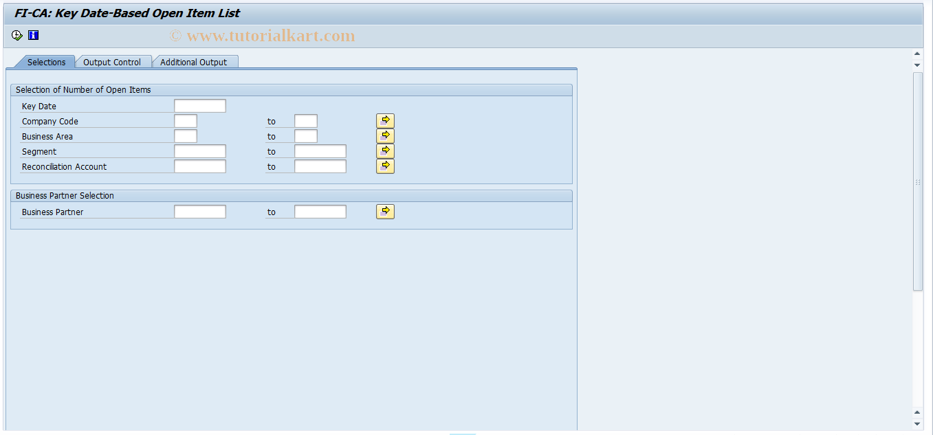 SAP TCode FPO1_ACC - FI-CA Key Date-Specific OI List(Acc)