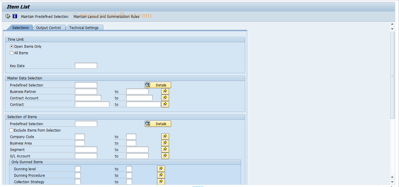 SAP TCode FPO4 - Item Evaluation