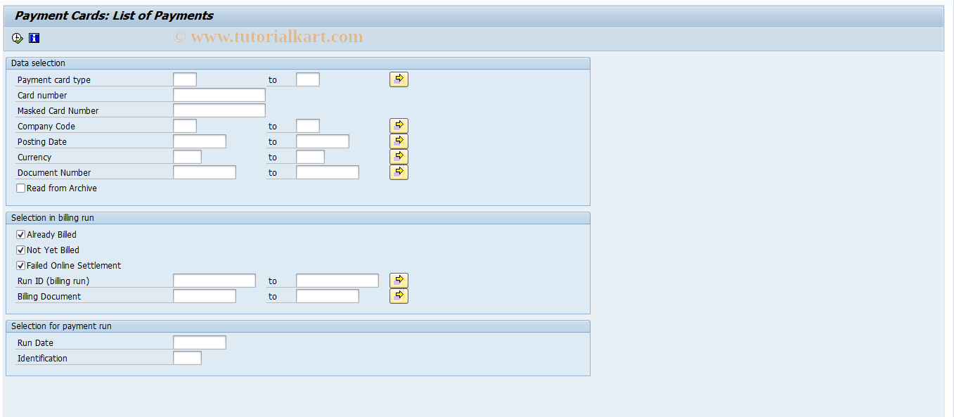 SAP TCode FPPCAS - PCARD: Invoiced items