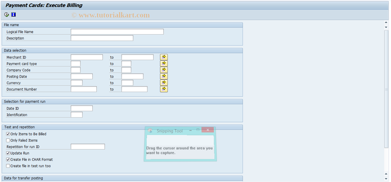 SAP TCode FPPCDS - PCARD: Perform invoicing