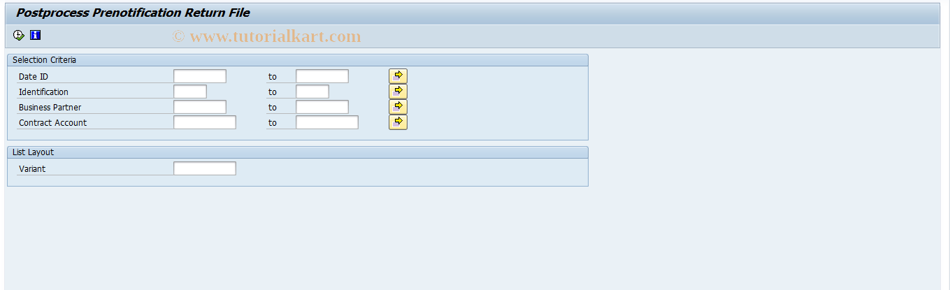 SAP TCode FPPN5 - Postprocess Prenotification Return F