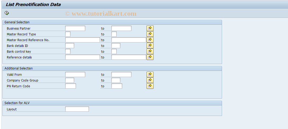 SAP TCode FPPNH - Display Prenotification History