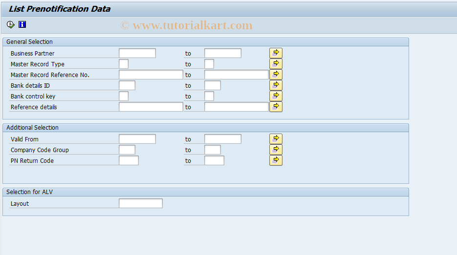 SAP TCode FPPNU - Change Prenotif. Processing Status