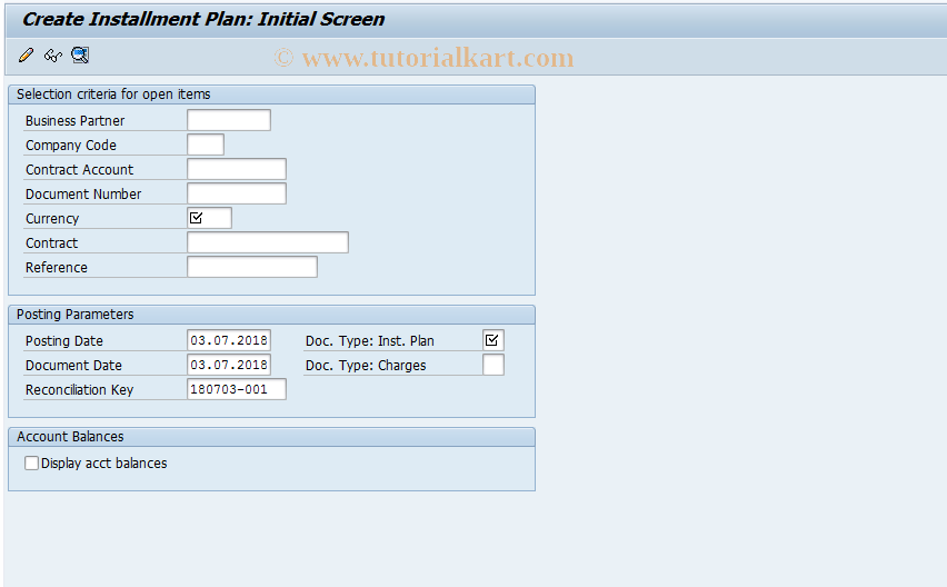 SAP TCode FPR1 - Create Installment Plan