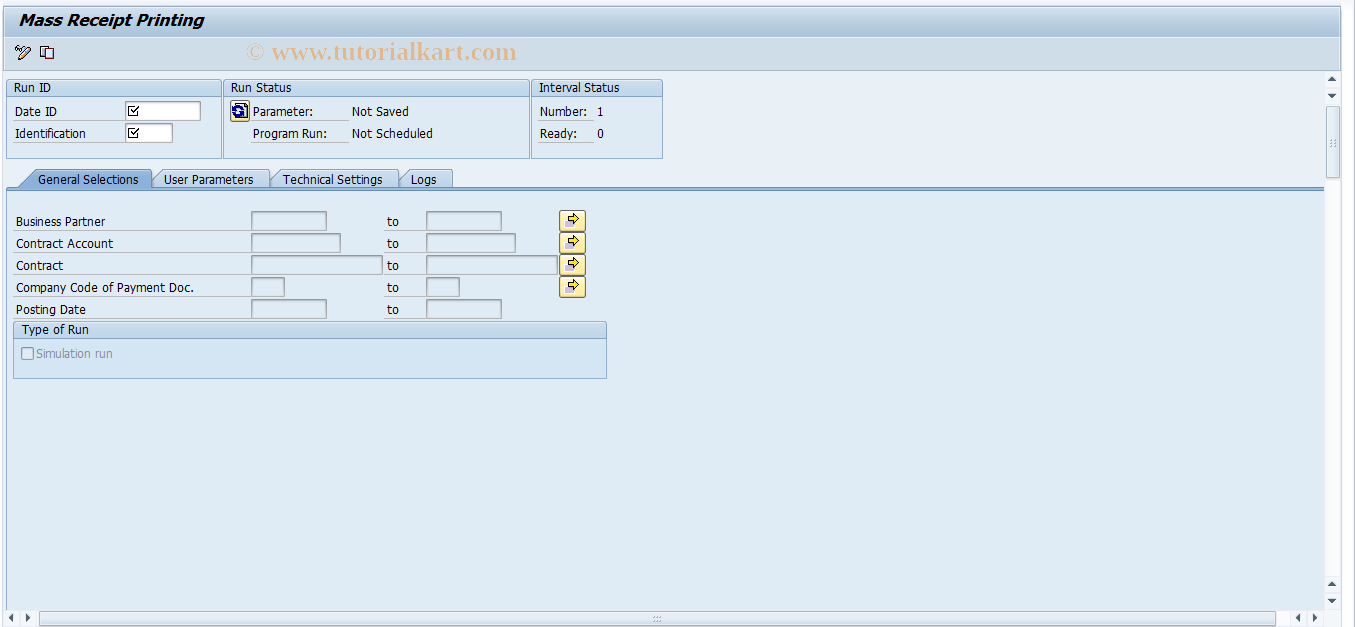 SAP TCode FPREPTM - Mass Receipt Printing