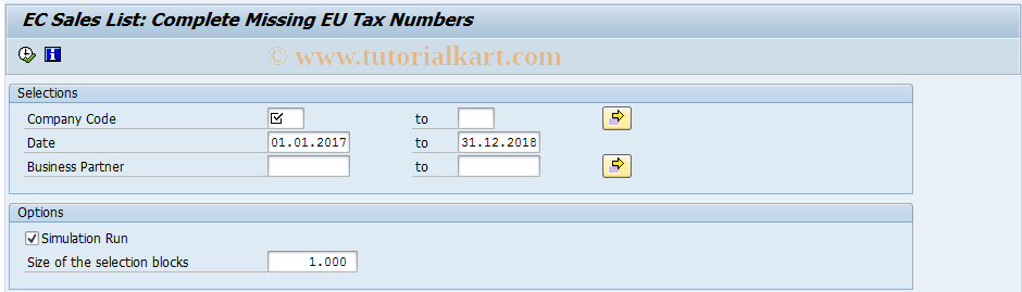 SAP TCode FPREPZM2 -  Actual of EU Tax Number for EC Sales List