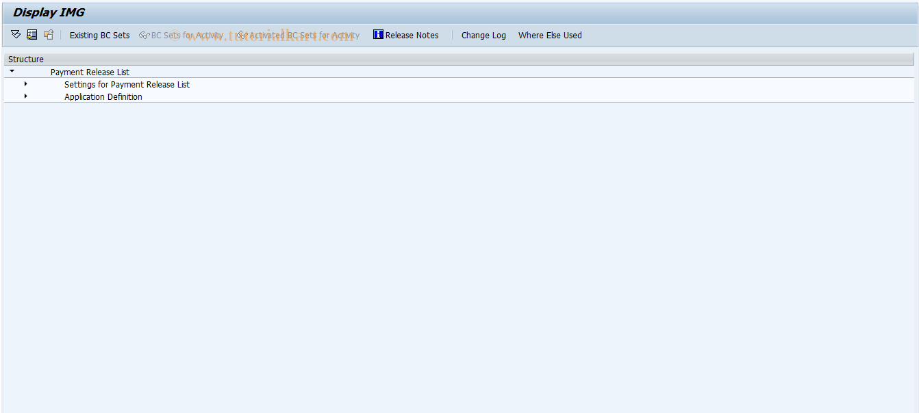 SAP TCode FPRL_CUSTOMIZING - Payment Release List