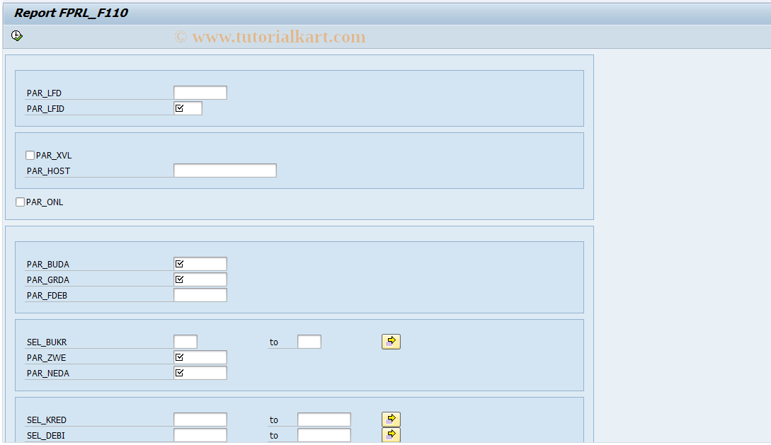 SAP TCode FPRL_F110 - F110 for PRL exclusively