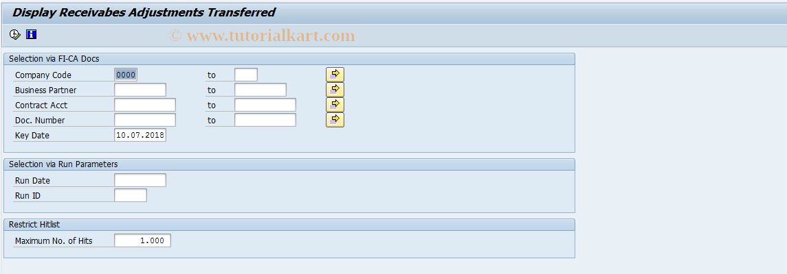 SAP TCode FPRVD - Display Adjusted Items