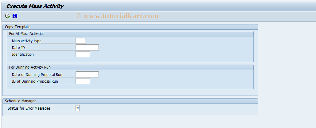 SAP TCode FPSCHEDULER - Execute Mass Activity