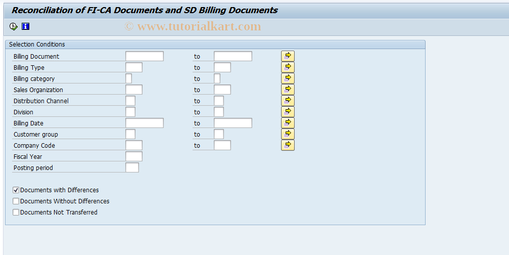 SAP TCode FPSD01 - SD/FI-CA Reconciliation Report