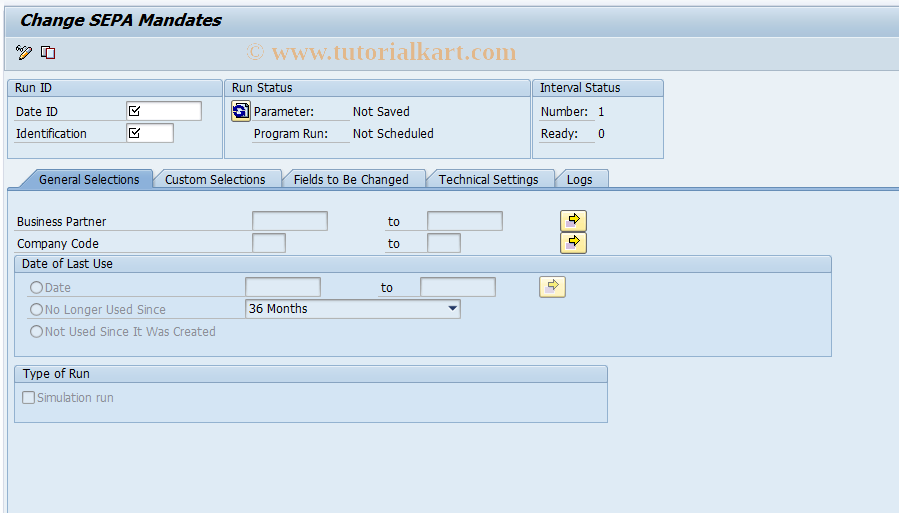 SAP TCode FPSEPA1 - Change SEPA Mandates