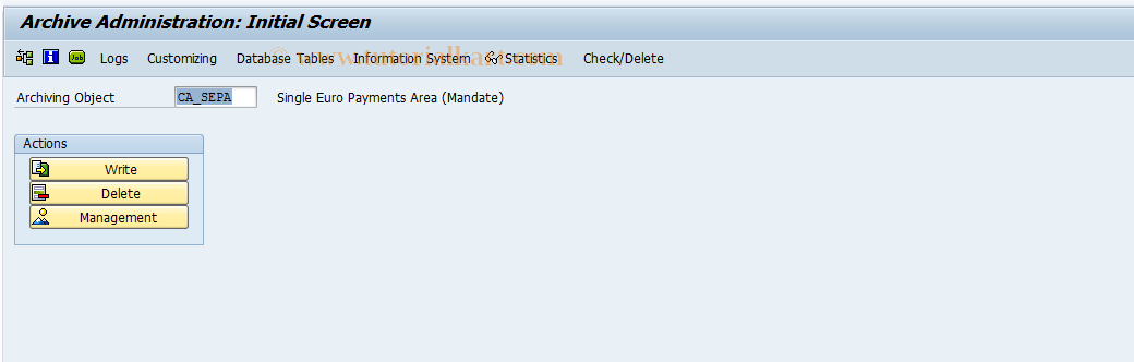 SAP TCode FPSEPA_AR1 - SEPA Archiving