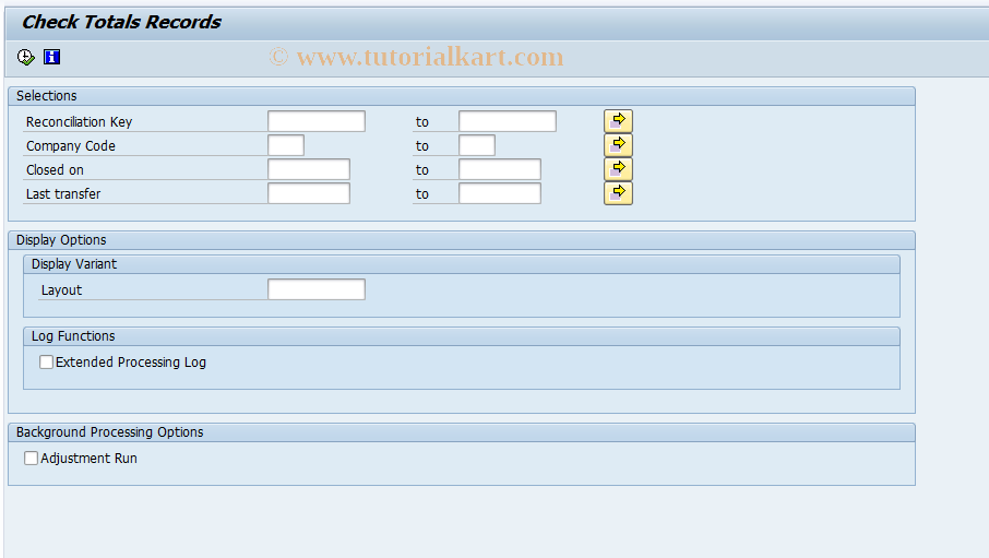 SAP TCode FPT1 - Check Totals Tables