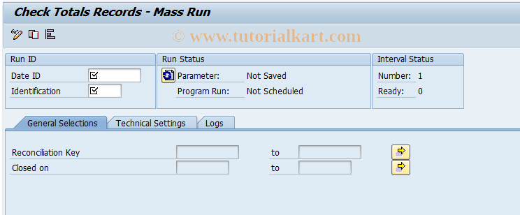 SAP TCode FPT1M - Check Totals Records - Mass Run