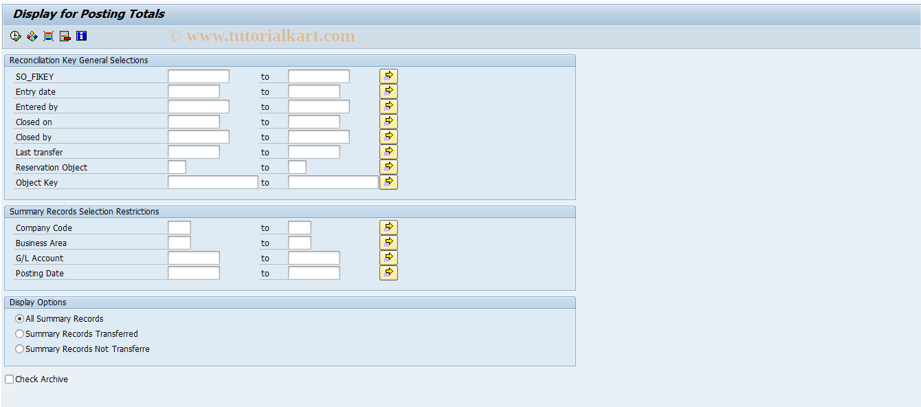 SAP TCode FPT7 - Statement Posting Totals