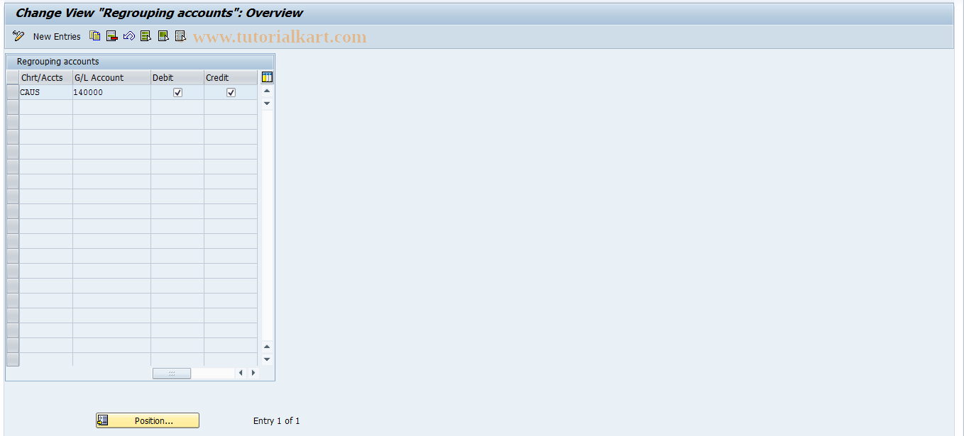 SAP TCode FPU1 - Maintenance of regrouping accounts