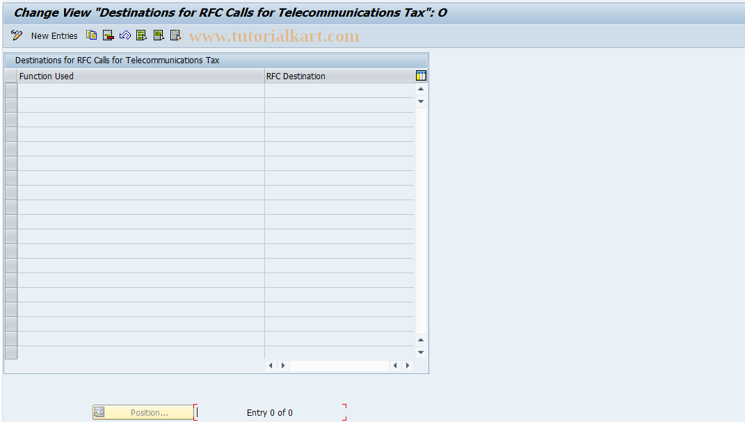 SAP TCode FPUCT_RFC - RFC Destination for Telco Tax